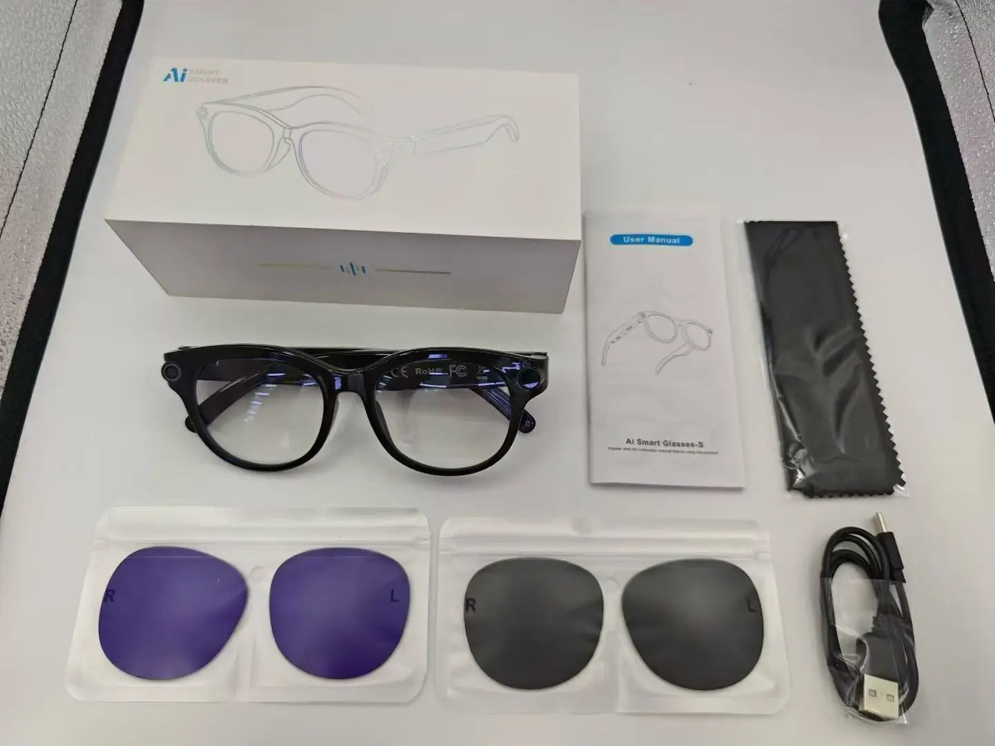 AI Glasses Featuring 100Language Translation Built-in Mic Stereo Dual Speakers Wireless Call Touch Control with Extended Battery