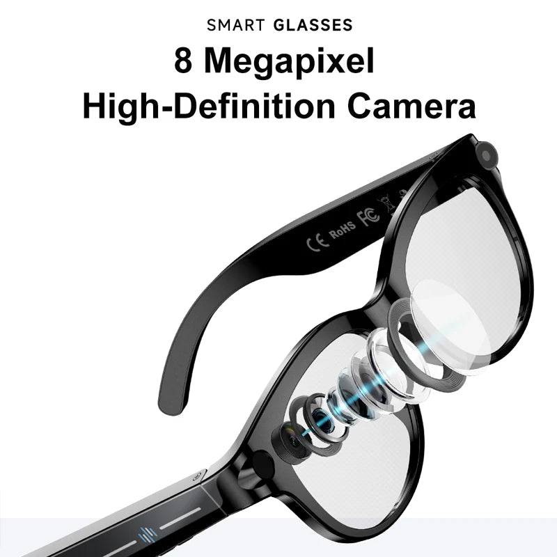 AI Glasses Featuring 100Language Translation Built-in Mic Stereo Dual Speakers Wireless Call Touch Control with Extended Battery